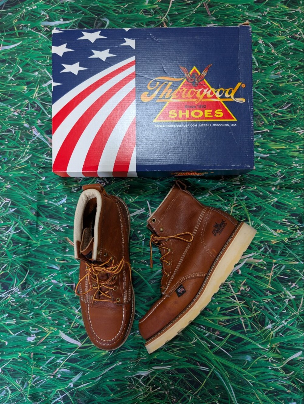 Thorogood Men's MAXWear Tobacco Brown Wedge Moc Steel Toe Lace Up Work Boot 9D - Picture 12 of 13